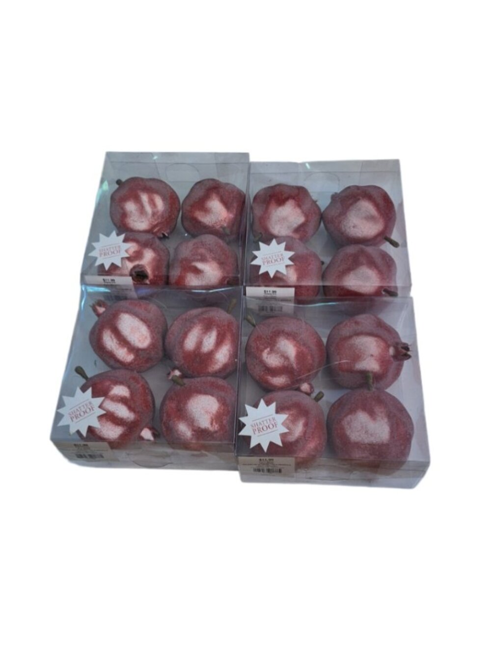 Shatter Proof Glittery Red 3” Pomegranate Ornaments Lot of 16 NIB
